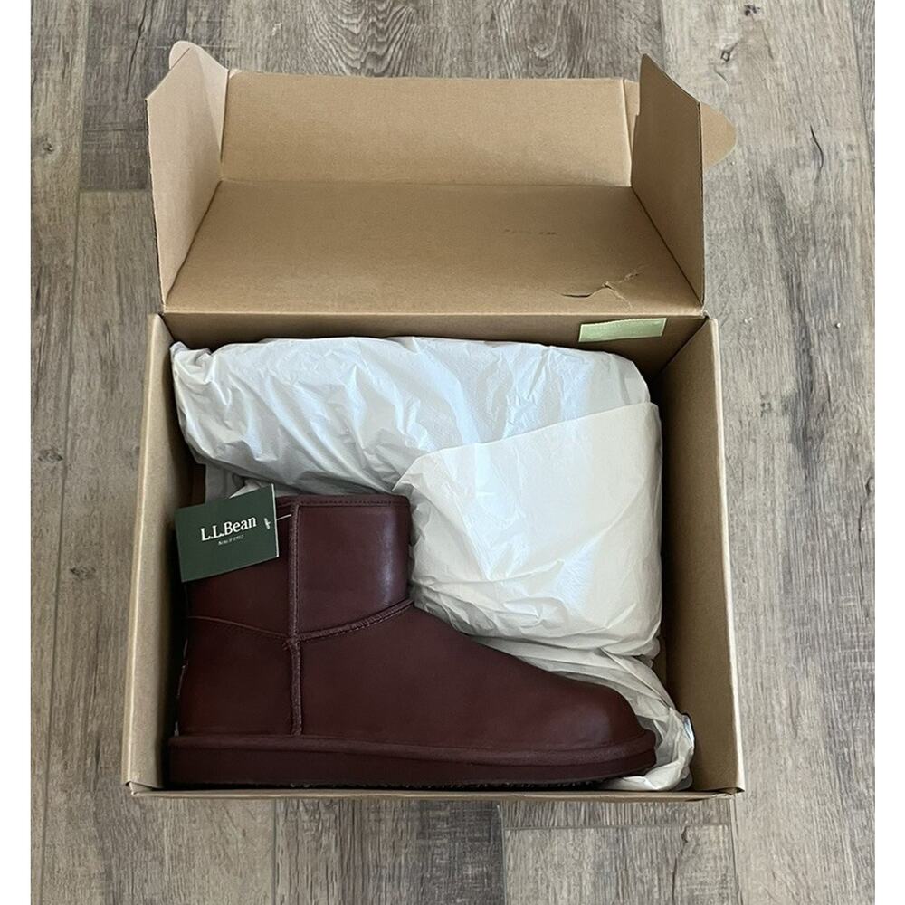 LL Bean Women's Port Red Suede Wicked Good Shearling Lined Slipper Ankle Boots 9 - Picture 2 of 8